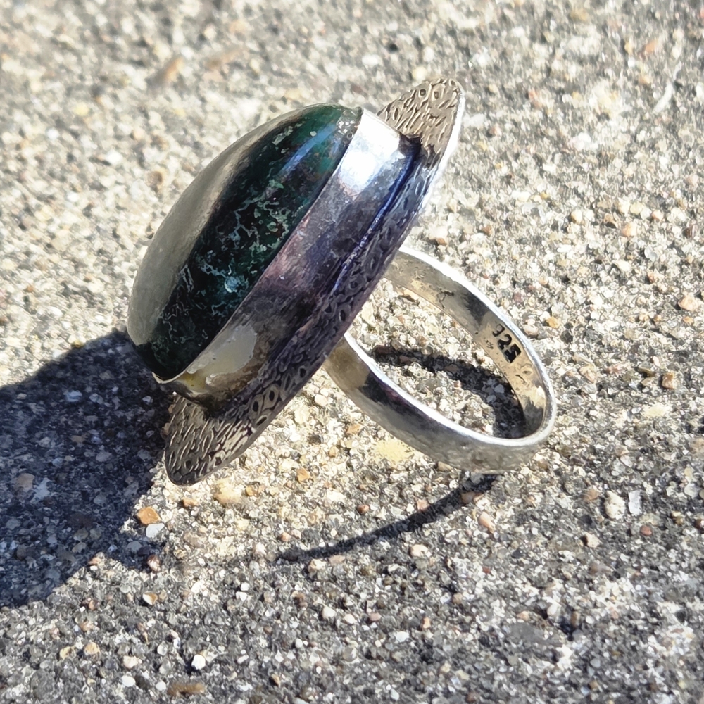 Sterling Chrysocolla Statement Ring - image 4